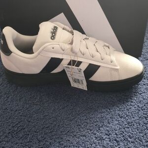 adidas Men’s White Sneakers with Black Three-Stripes